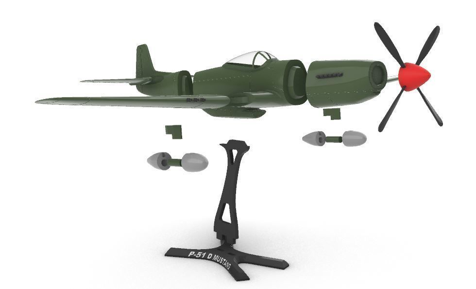 P51 D Mustang 1-32 3D print model_10