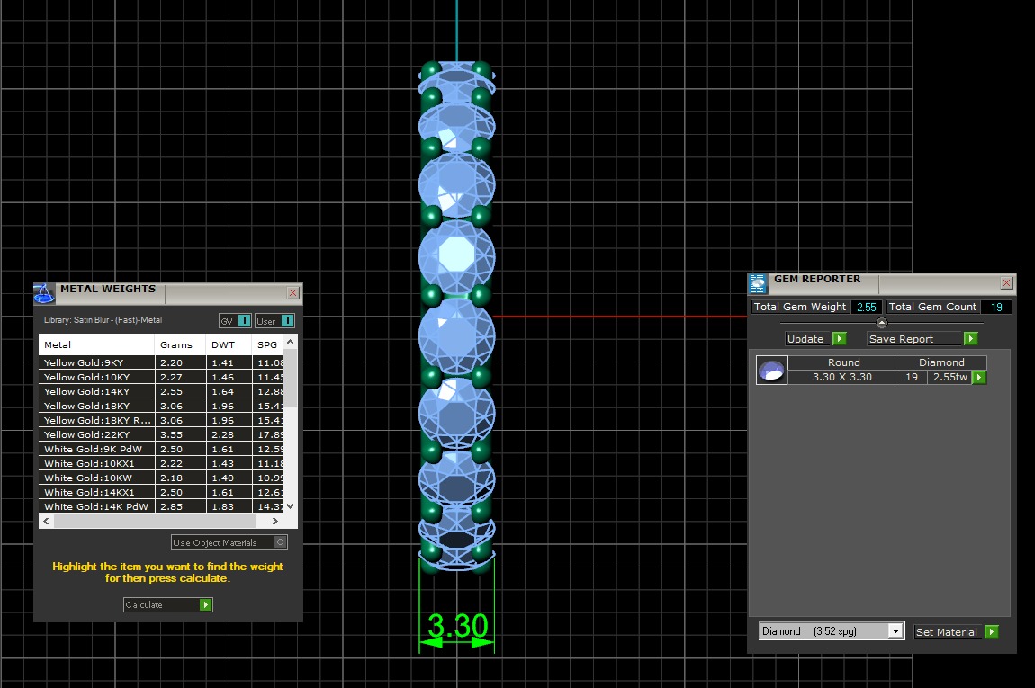 U Shaped Eternity Ring 3 point 3 mm stone size swiss 9 and EU49 3D print model_4