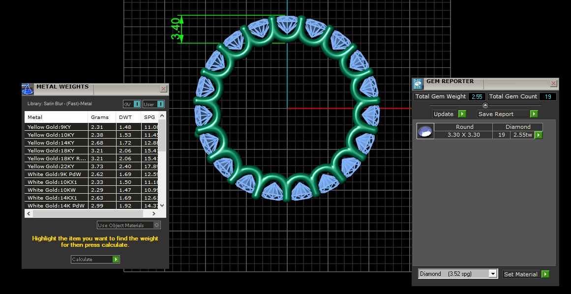 U Shaped Eternity Ring 3 point 3 mm stone size swiss 10 and EU50 3D print model_3