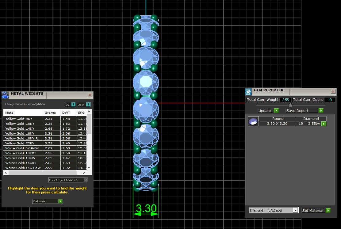 U Shaped Eternity Ring 3 point 3 mm stone size swiss 10 and EU50 3D print model_4