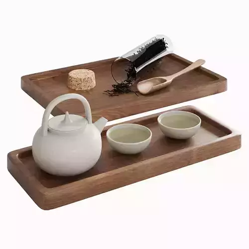 Tea Set with wooden trays