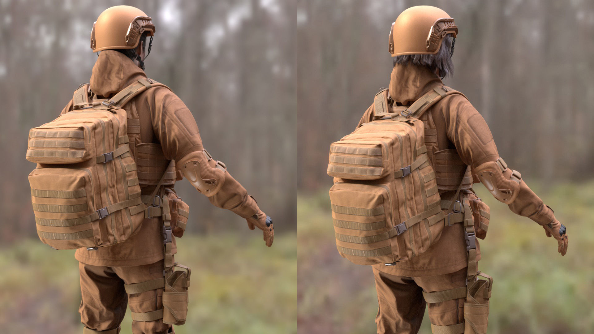 Military Outfit 1 - Male - Female MH - UE5 Skeletons - Rigged Low-poly 3D model_13