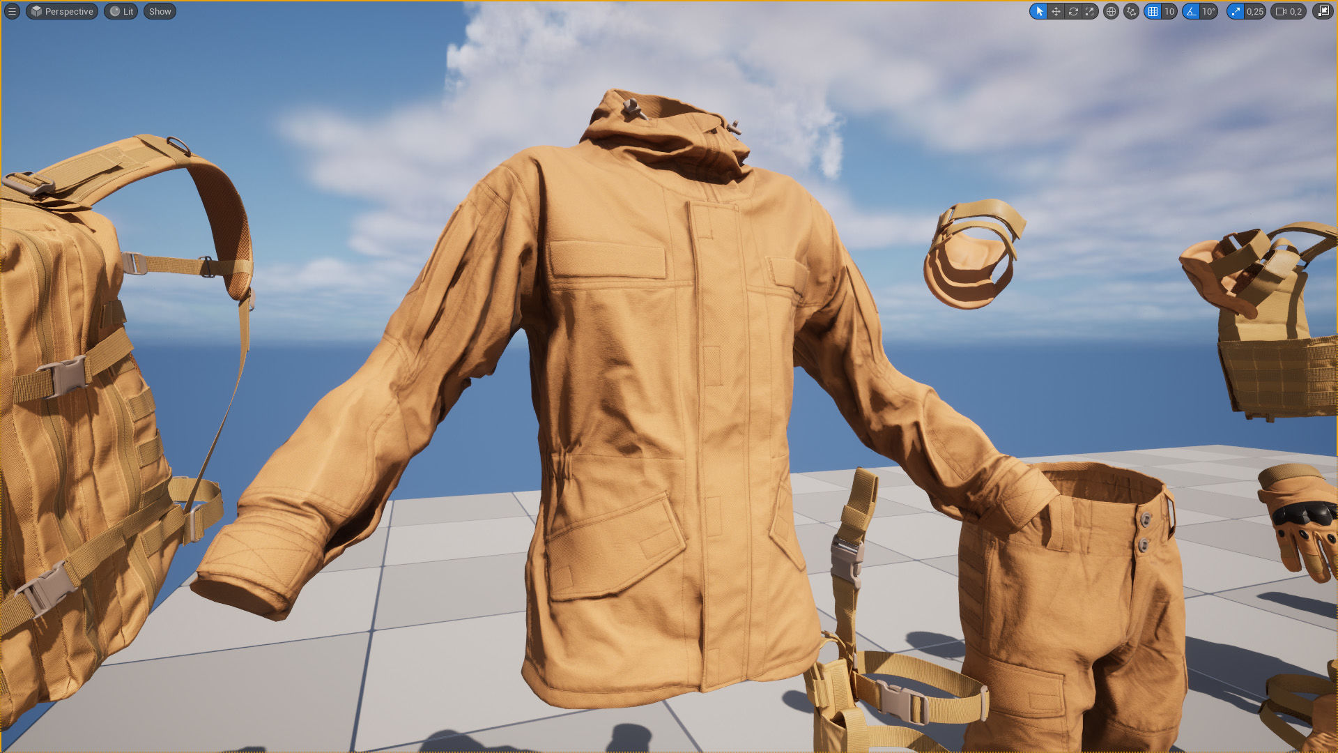 Military Outfit 1 - Male - Female MH - UE5 Skeletons - Rigged Low-poly 3D model_29