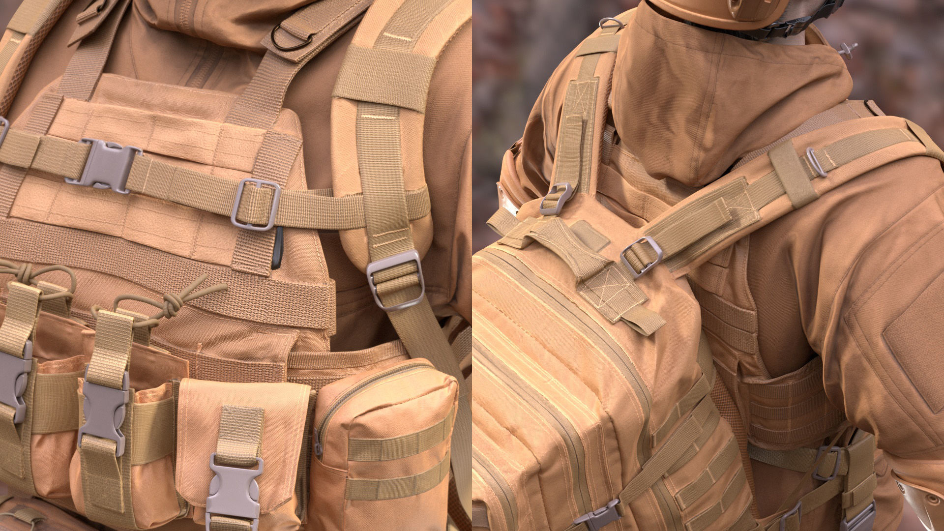 Military Outfit 1 - Male - Female MH - UE5 Skeletons - Rigged Low-poly 3D model_11