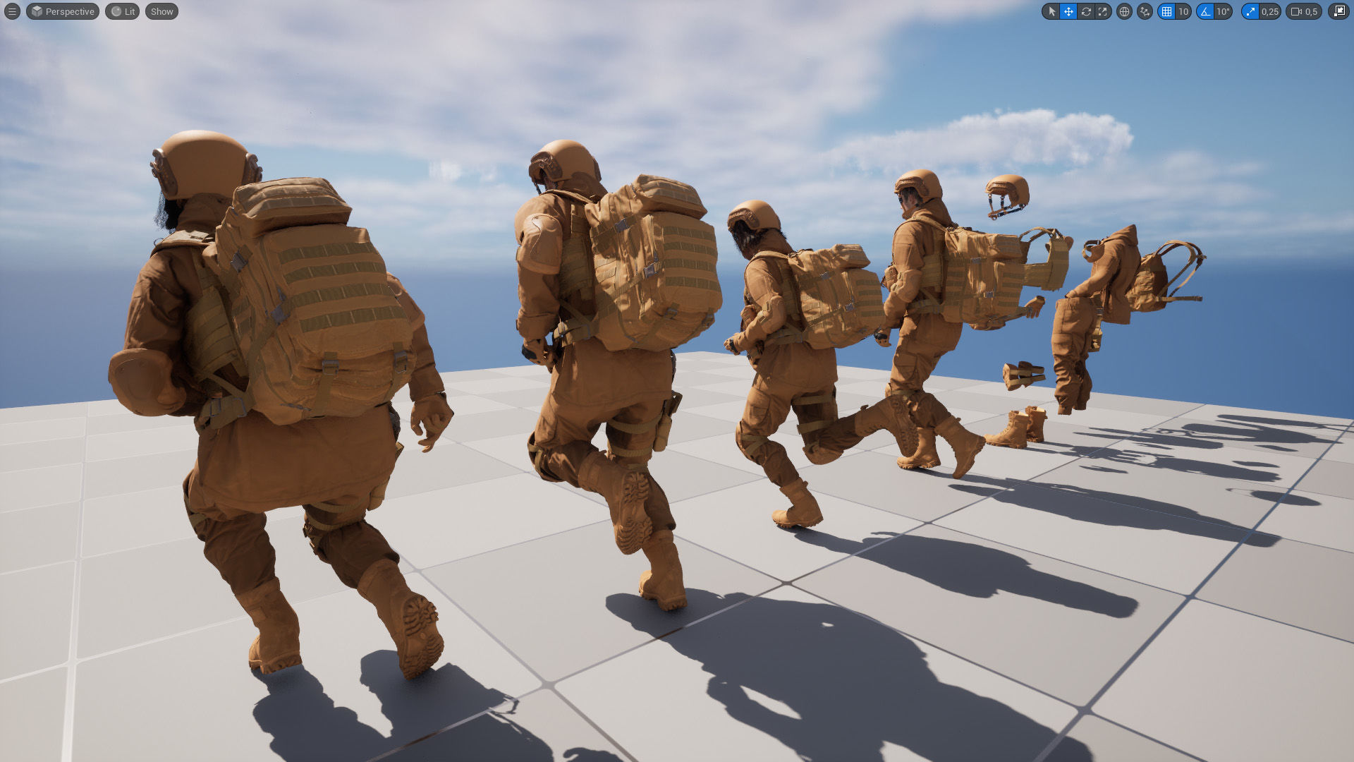 Military Outfit 1 - Male - Female MH - UE5 Skeletons - Rigged Low-poly 3D model_26