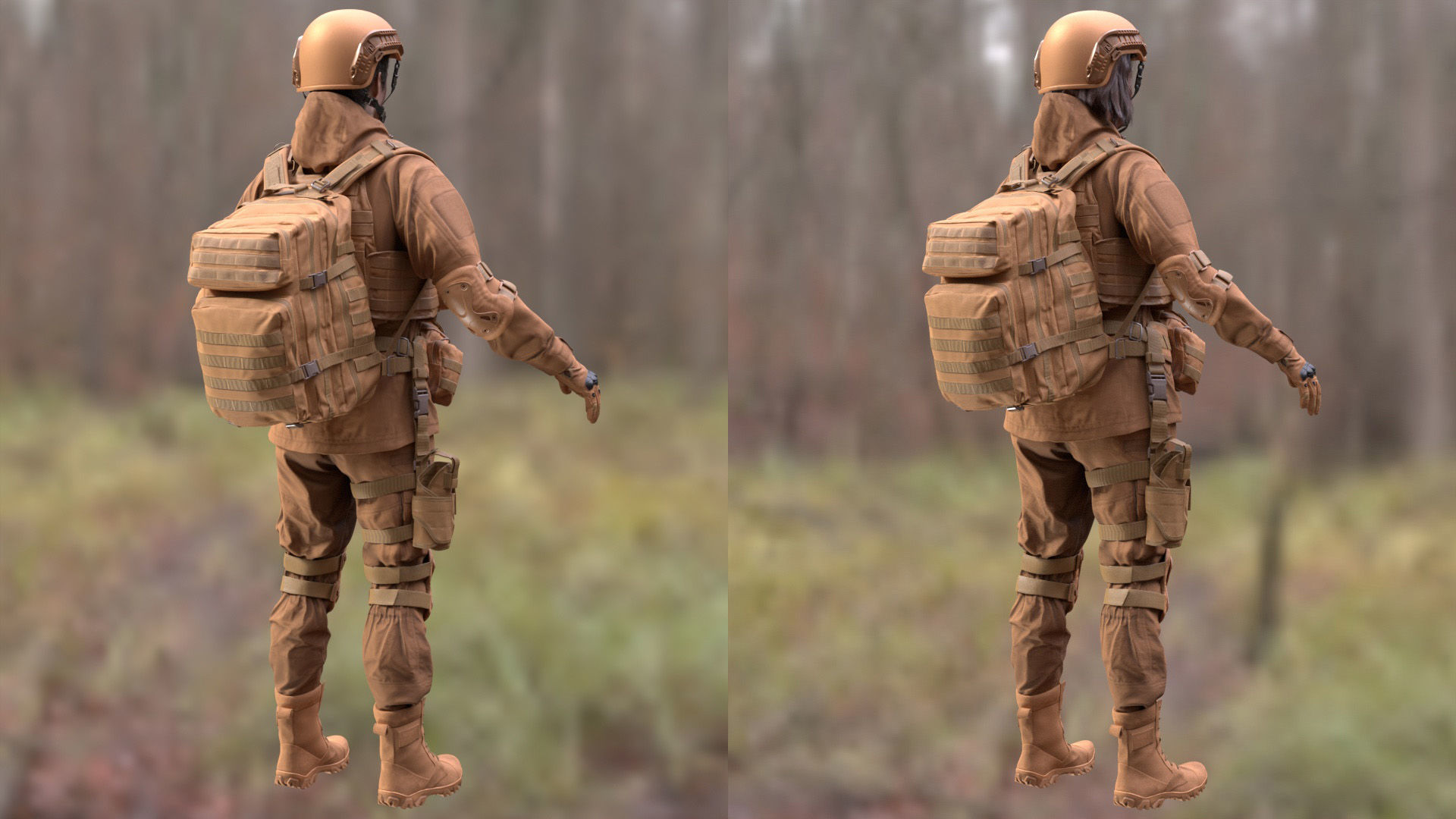 Military Outfit 1 - Male - Female MH - UE5 Skeletons - Rigged Low-poly 3D model_5