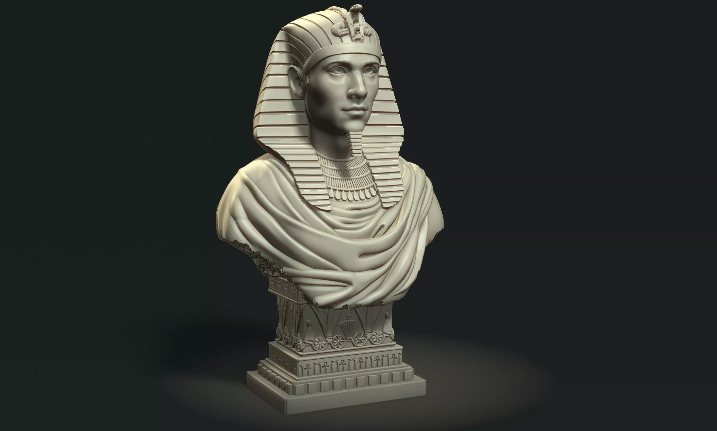 Ancient Egyptian pharaoh bust statue 3d model 3D print model