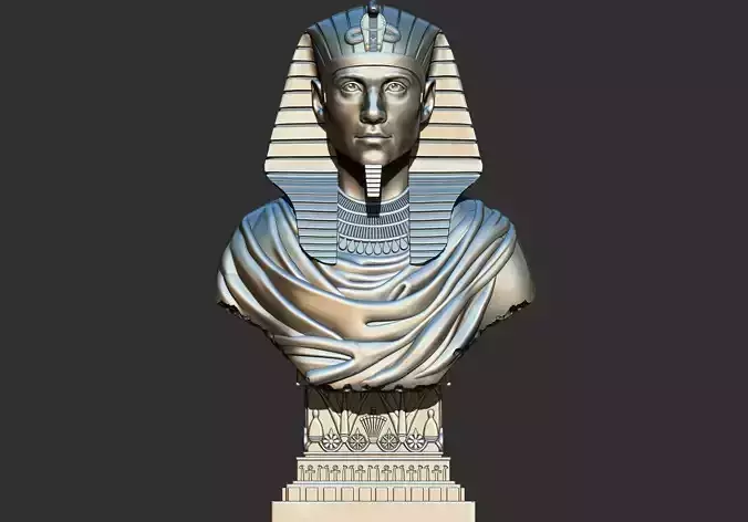 Ancient Egyptian pharaoh bust statue 3d model