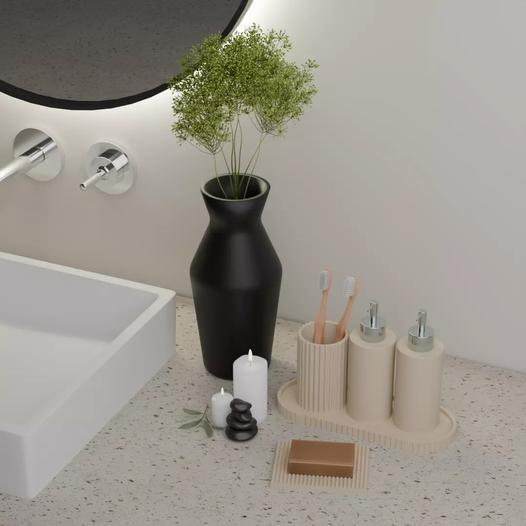 Bathroom Tray set 3D print model_0