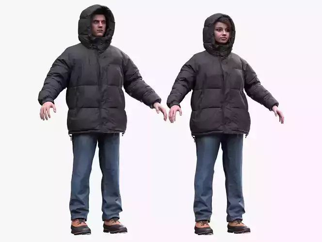 Winter Outfit 1 - Male - Female MH - UE5 Skeletons - Rigged