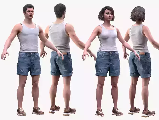 Summer Outfit 1 - Male - Female MH - UE5 Skeletons - Rigged