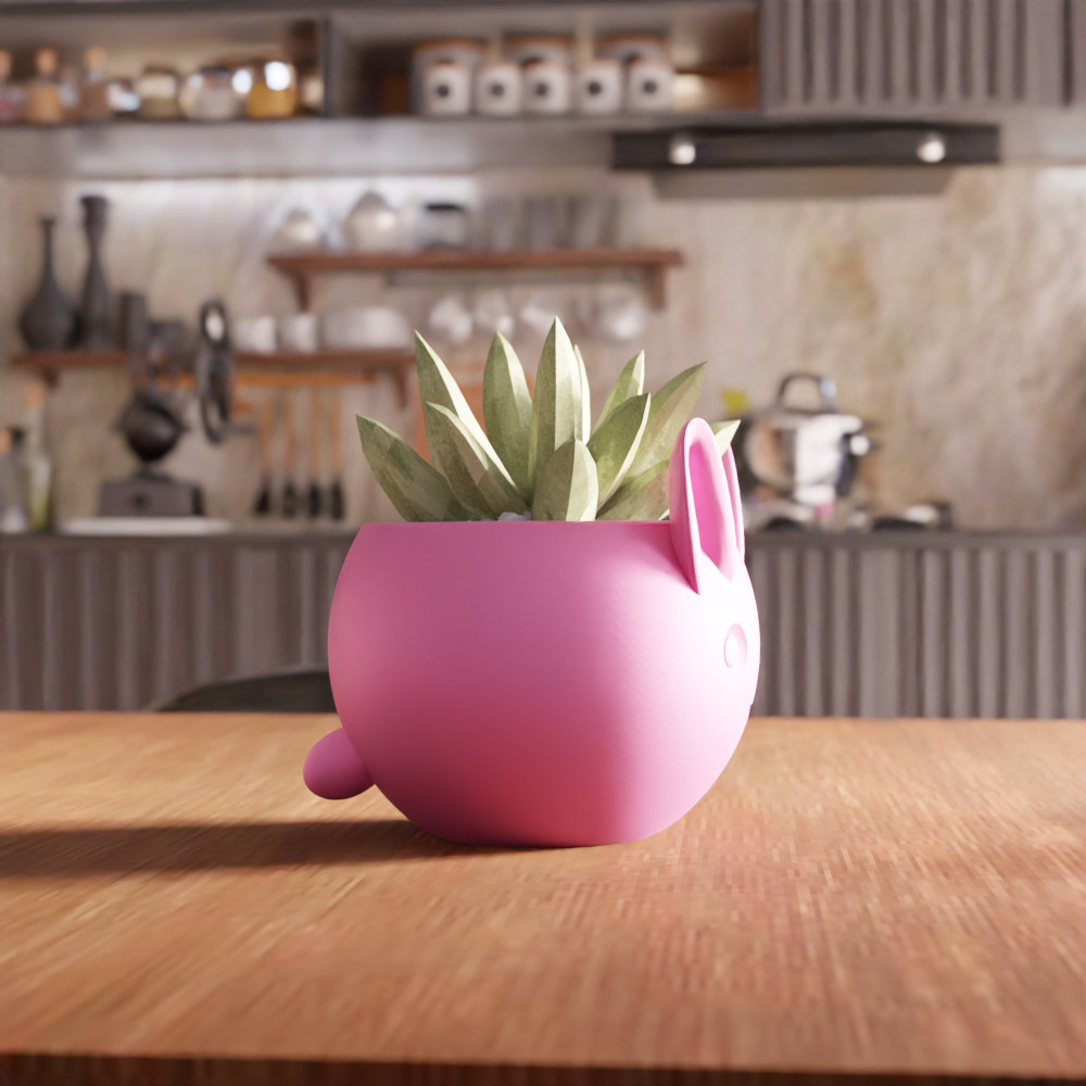 Cute Rabbit Planter - 261 3D print model_2
