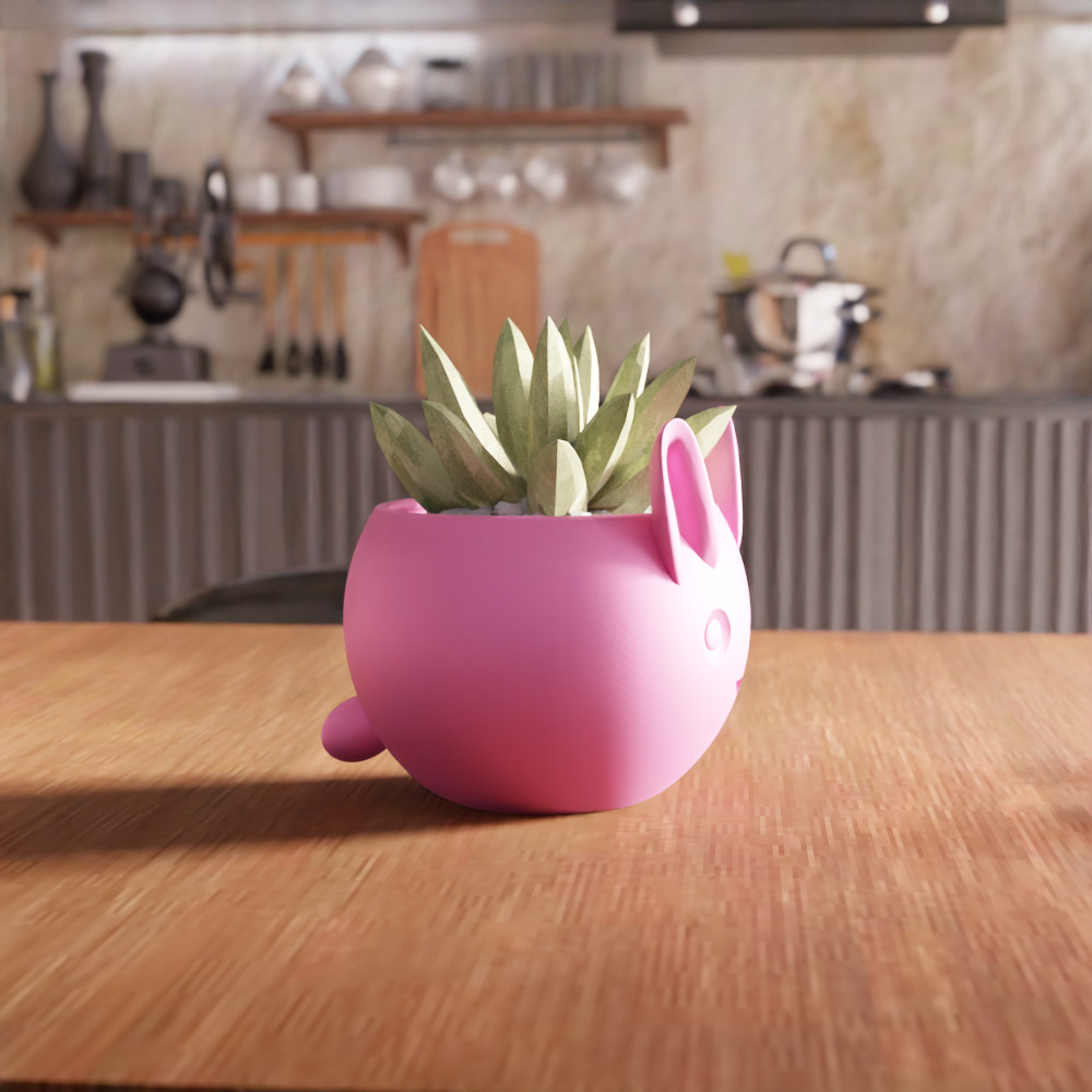 Cute Rabbit Planter - 261 3D print model_4