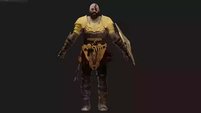 God of War Ragnarok Kratos golden armour 3D model