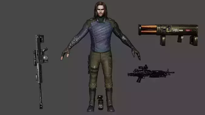 Winter Soldier Low-poly 3D model