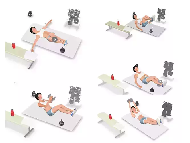 5 ABS exercises  3D model
