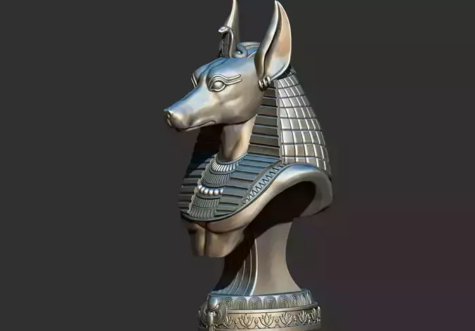 Egyptian Jackal God Anubis Bust Statue 3d model