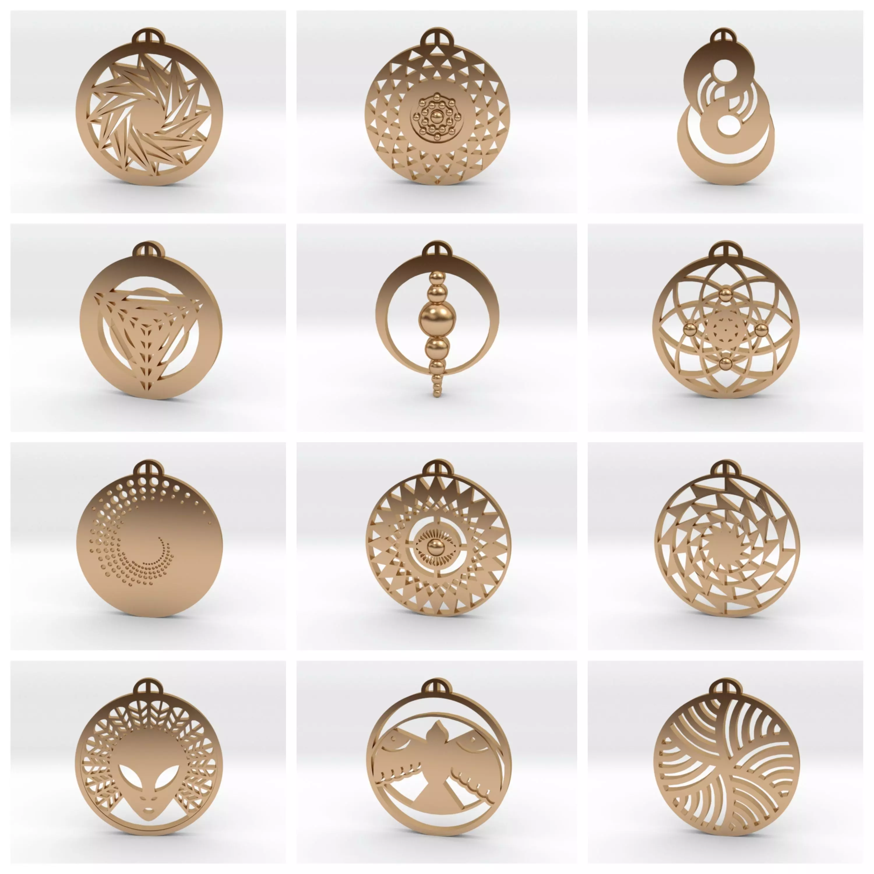 Crop Circle Pendants Pack V 3D print model_0