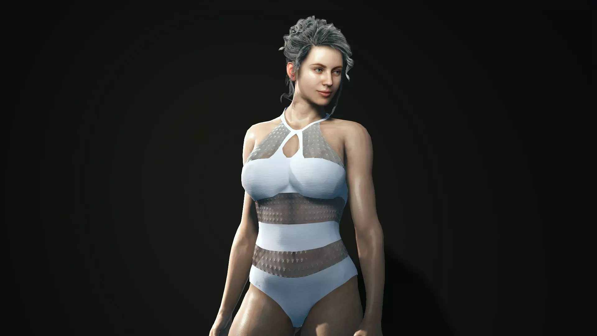 Realistic animated naked girl Elizabeth 3D model_0