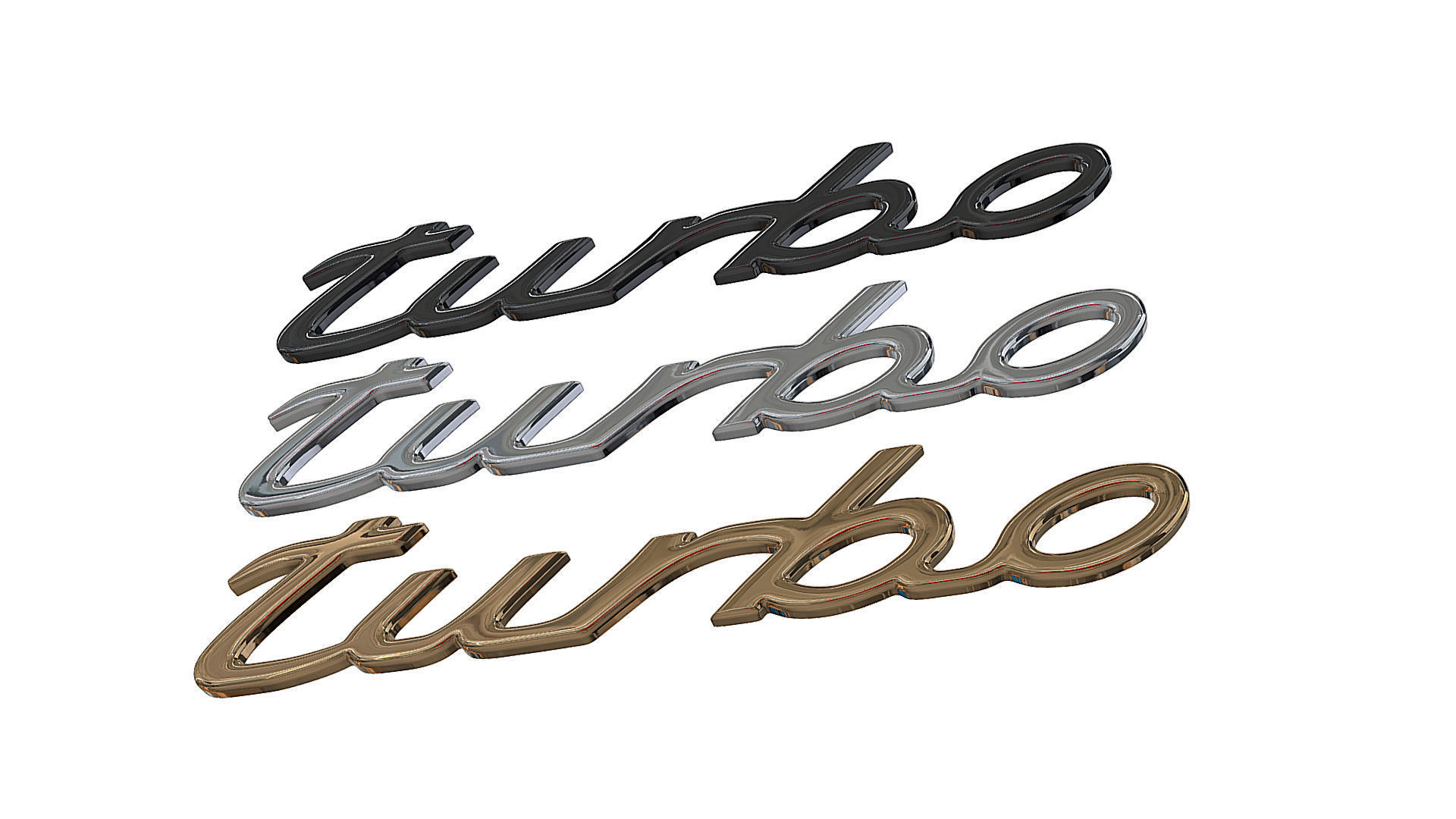 turbo Porsche emblem nameplate 3D model_3