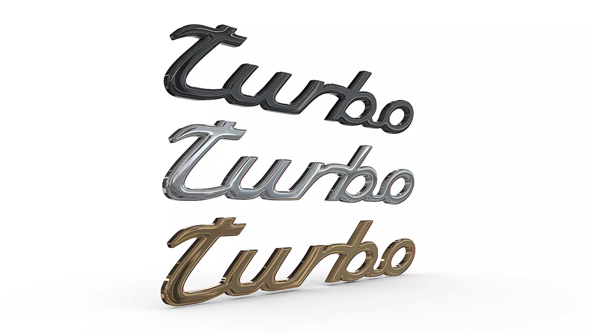 turbo Porsche emblem nameplate 3D model_0