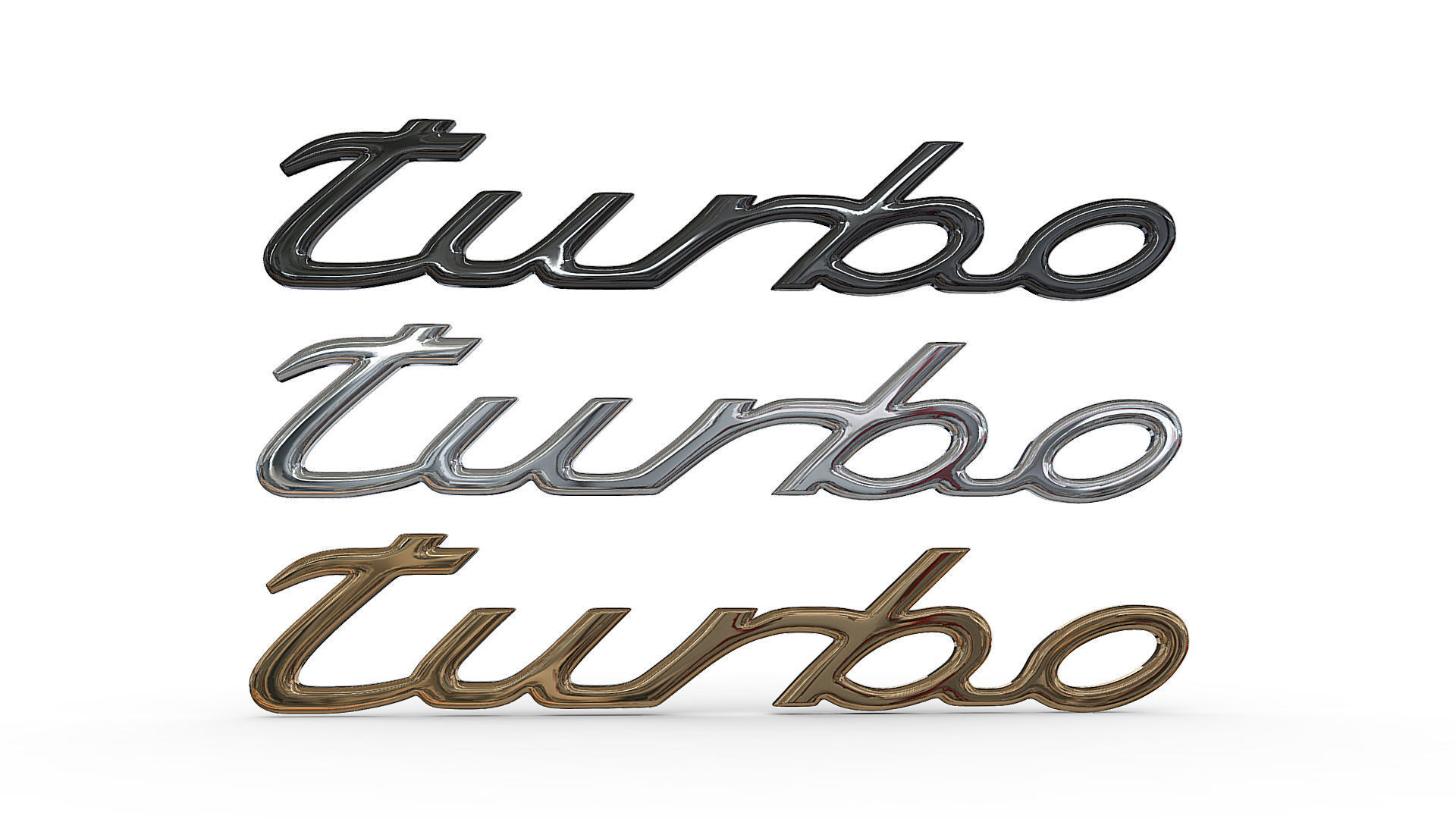 turbo Porsche emblem nameplate 3D model_1