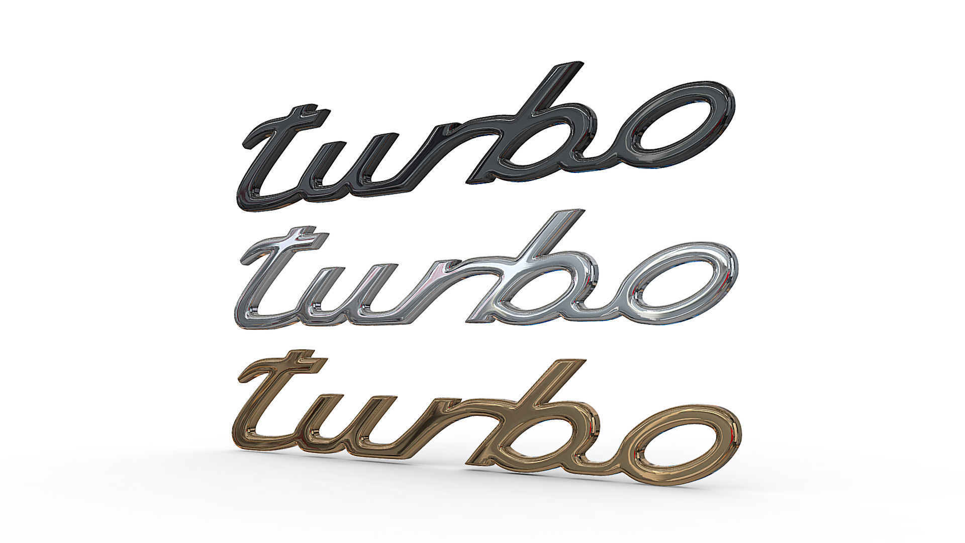 turbo Porsche emblem nameplate 3D model_2