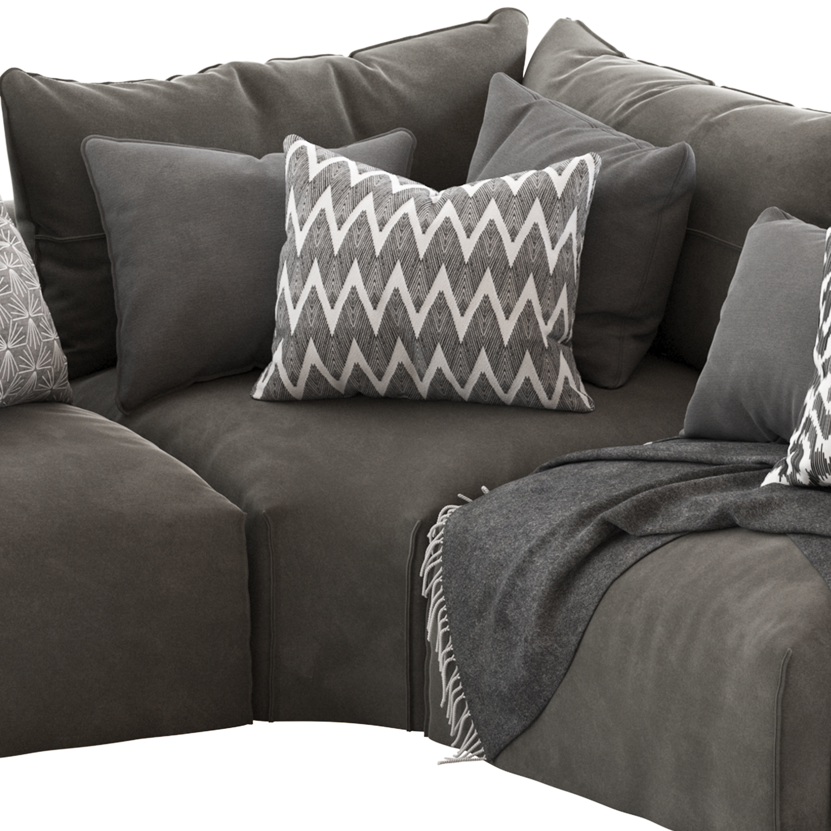 Globewest Cove Seamed Sofa grey 3D model_2