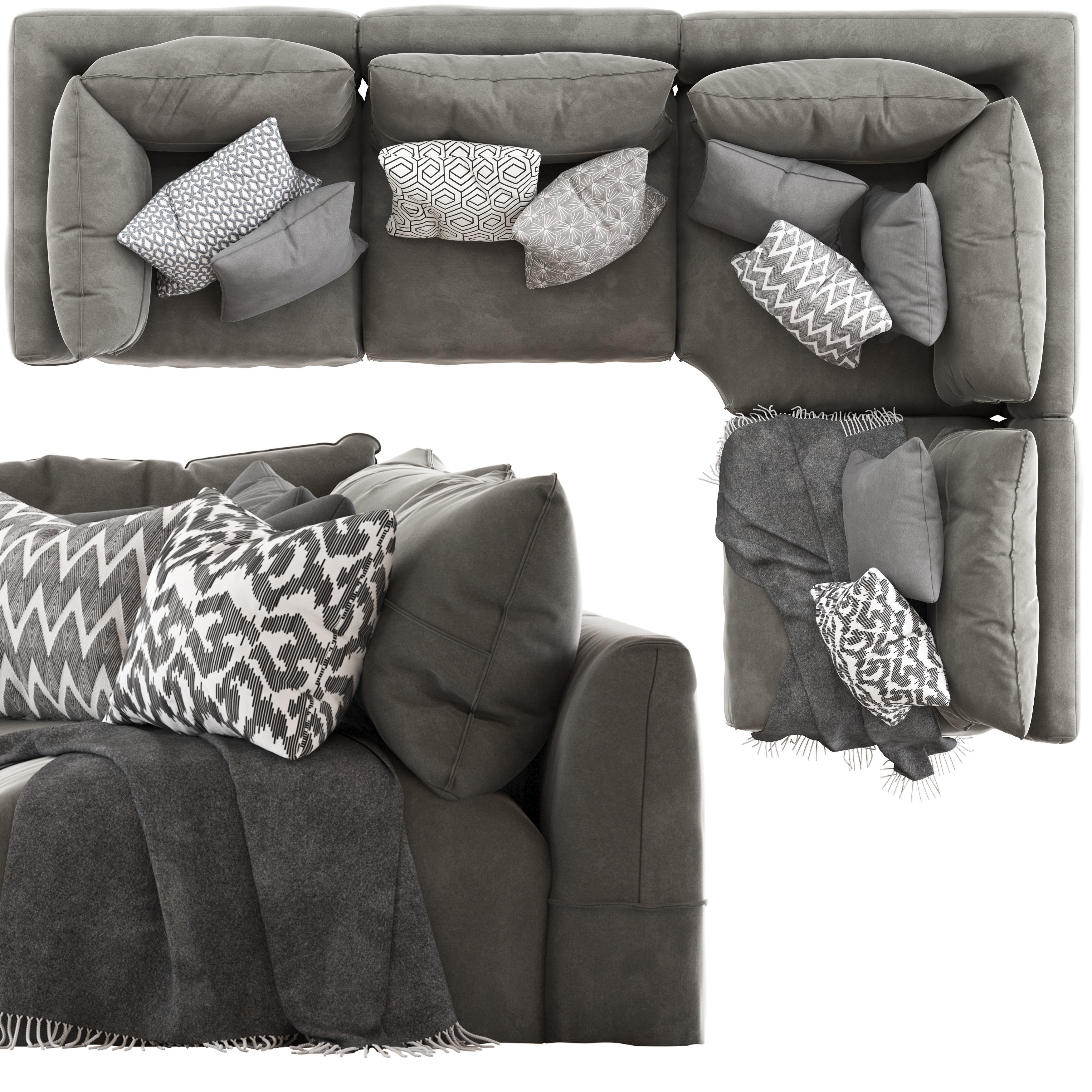 Globewest Cove Seamed Sofa grey 3D model_3