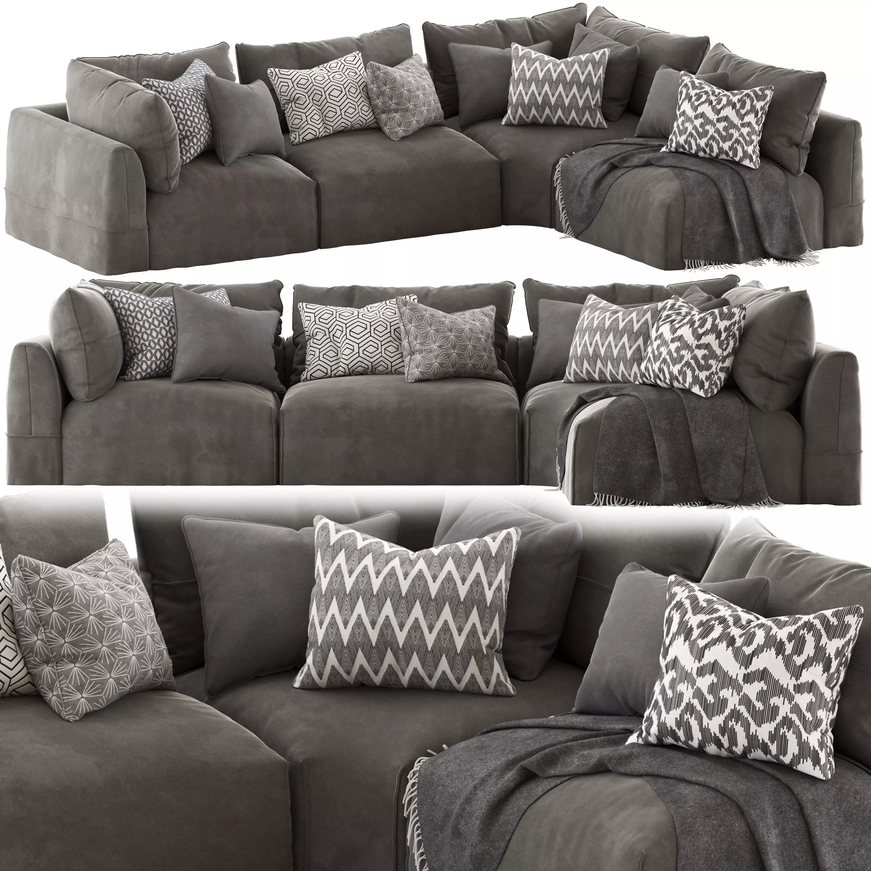 Globewest Cove Seamed Sofa grey 3D model_0