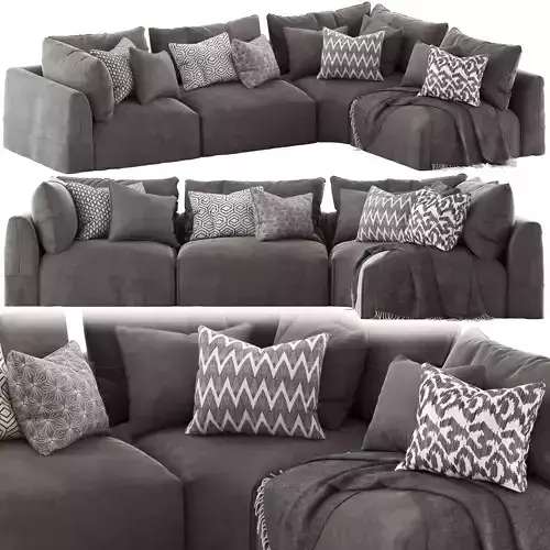 Globewest Cove Seamed Sofa grey 3D model