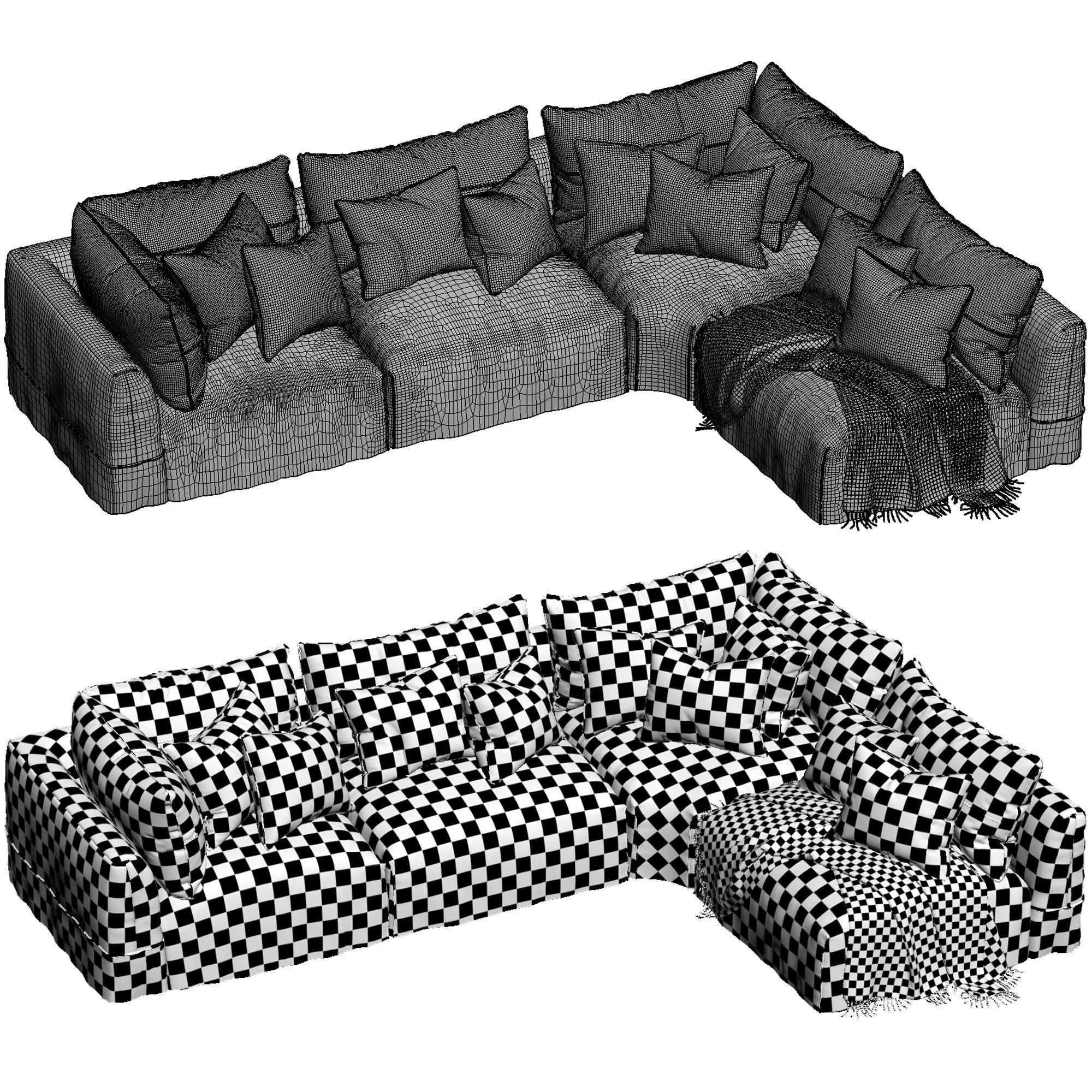 Globewest Cove Seamed Sofa grey 3D model_5