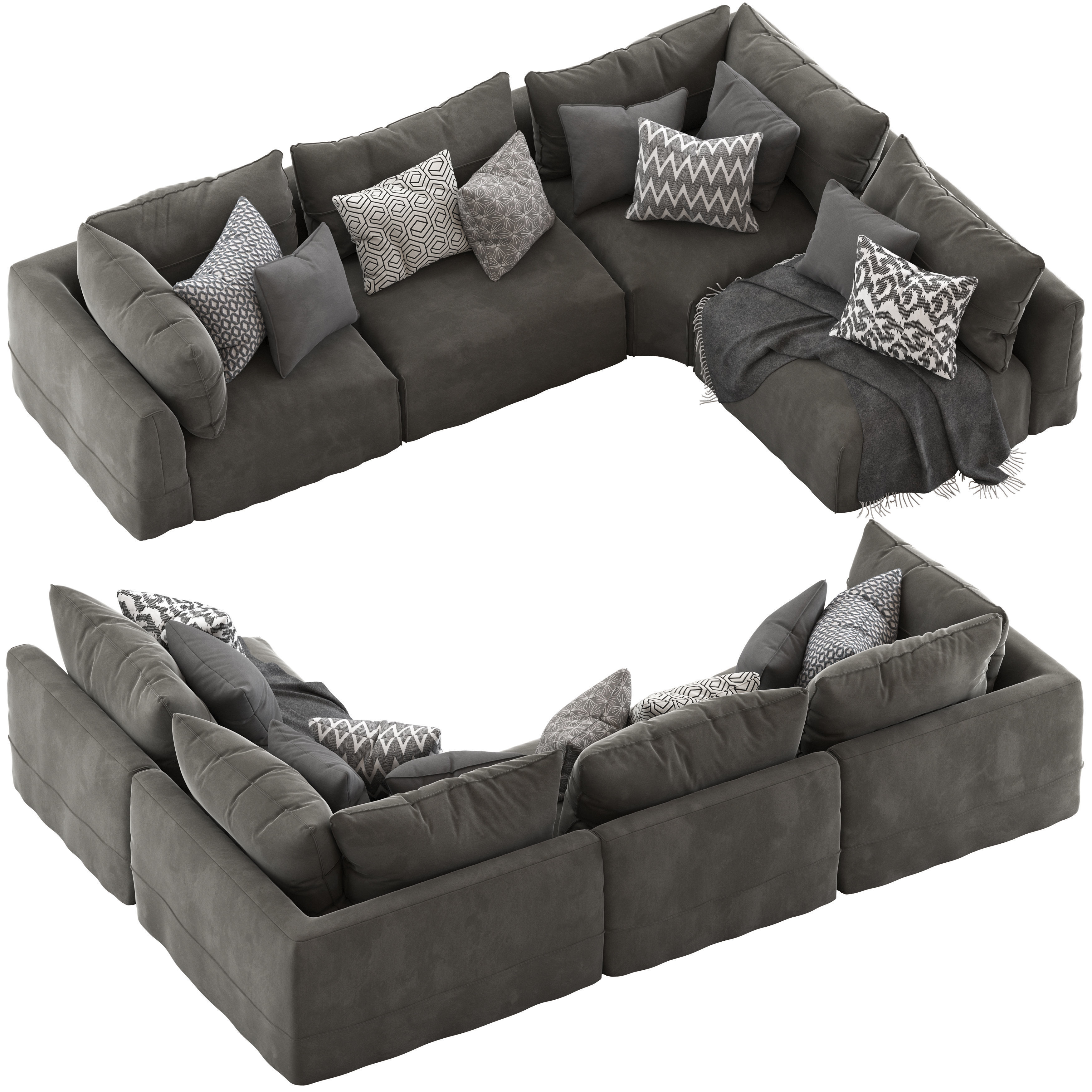Globewest Cove Seamed Sofa grey 3D model_1