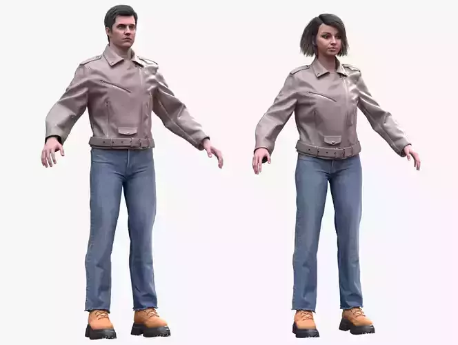 Casual Outfit 3 - Male - Female MH - UE5 Skeletons - Rigged Low-poly 3D model
