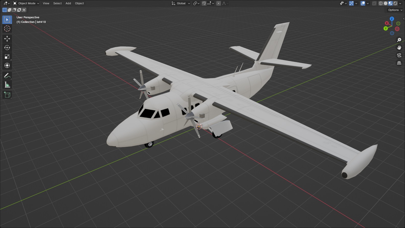 Let 410 Turbolet Static blank Low-poly 3D model_13