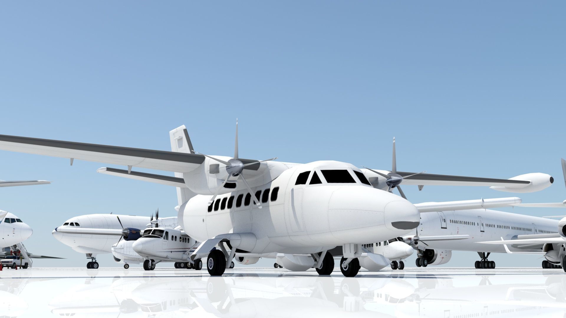 Let 410 Turbolet Static blank Low-poly 3D model_9