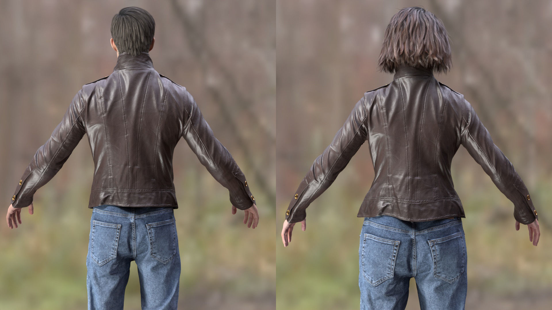 Casual Outfit 2 - Male - Female MH - UE5 Skeletons - Rigged Low-poly 3D model_9