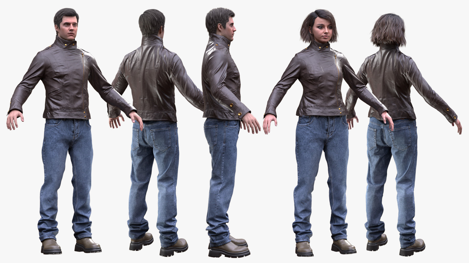 Casual Outfit 2 - Male - Female MH - UE5 Skeletons - Rigged Low-poly 3D model_3