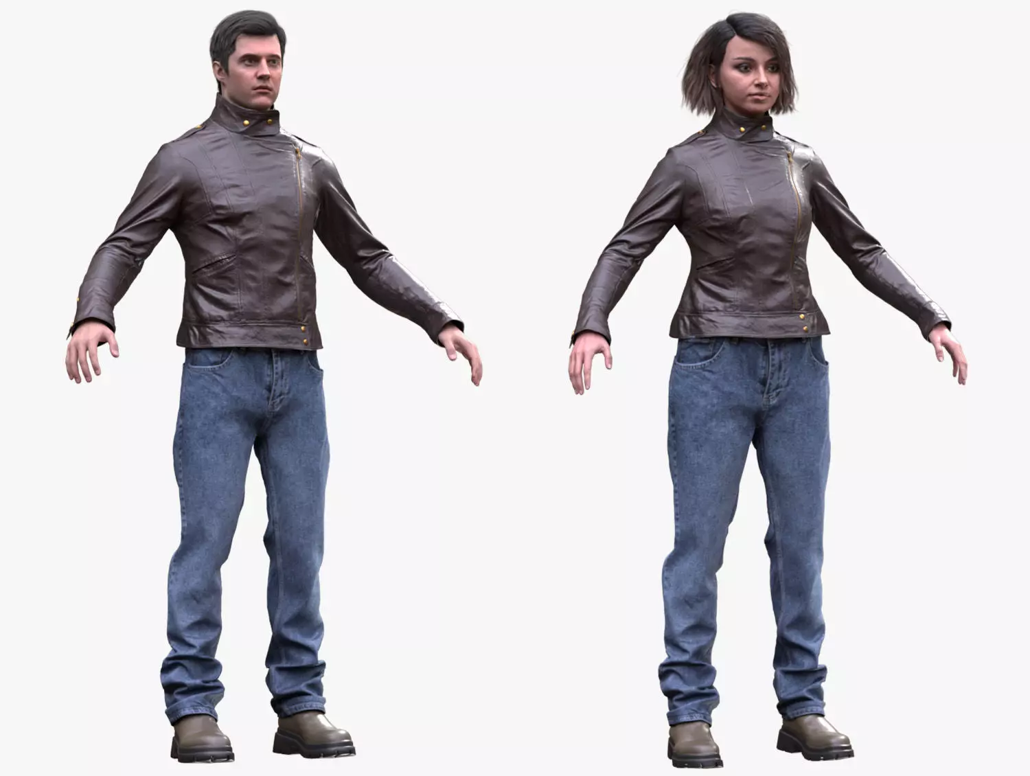 Casual Outfit 2 - Male - Female MH - UE5 Skeletons - Rigged Low-poly 3D model_0