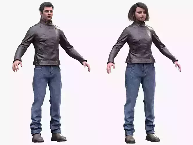 Casual Outfit 2 - Male - Female MH - UE5 Skeletons - Rigged Low-poly 3D model Casual Outfit 2 - Male - Female MH - UE5 Skeletons - Rigged Low-poly 3D model