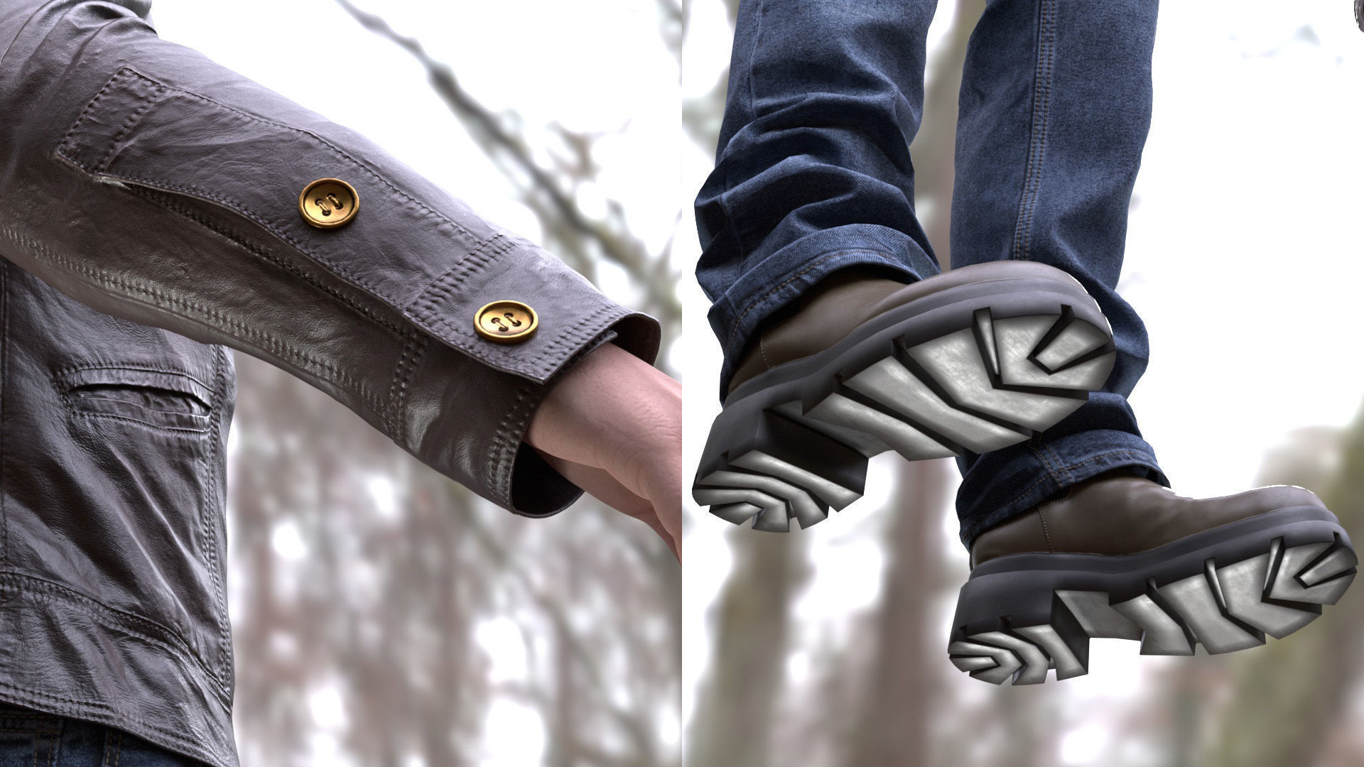 Casual Outfit 2 - Male - Female MH - UE5 Skeletons - Rigged Low-poly 3D model_5