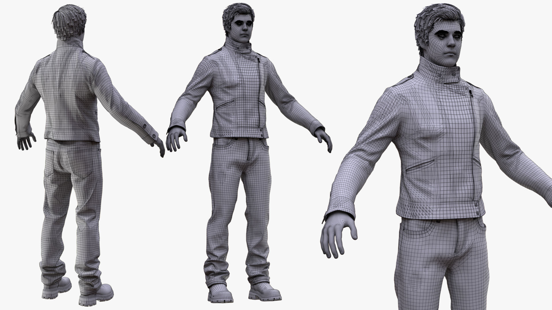 Casual Outfit 2 - Male - Female MH - UE5 Skeletons - Rigged Low-poly 3D model_15