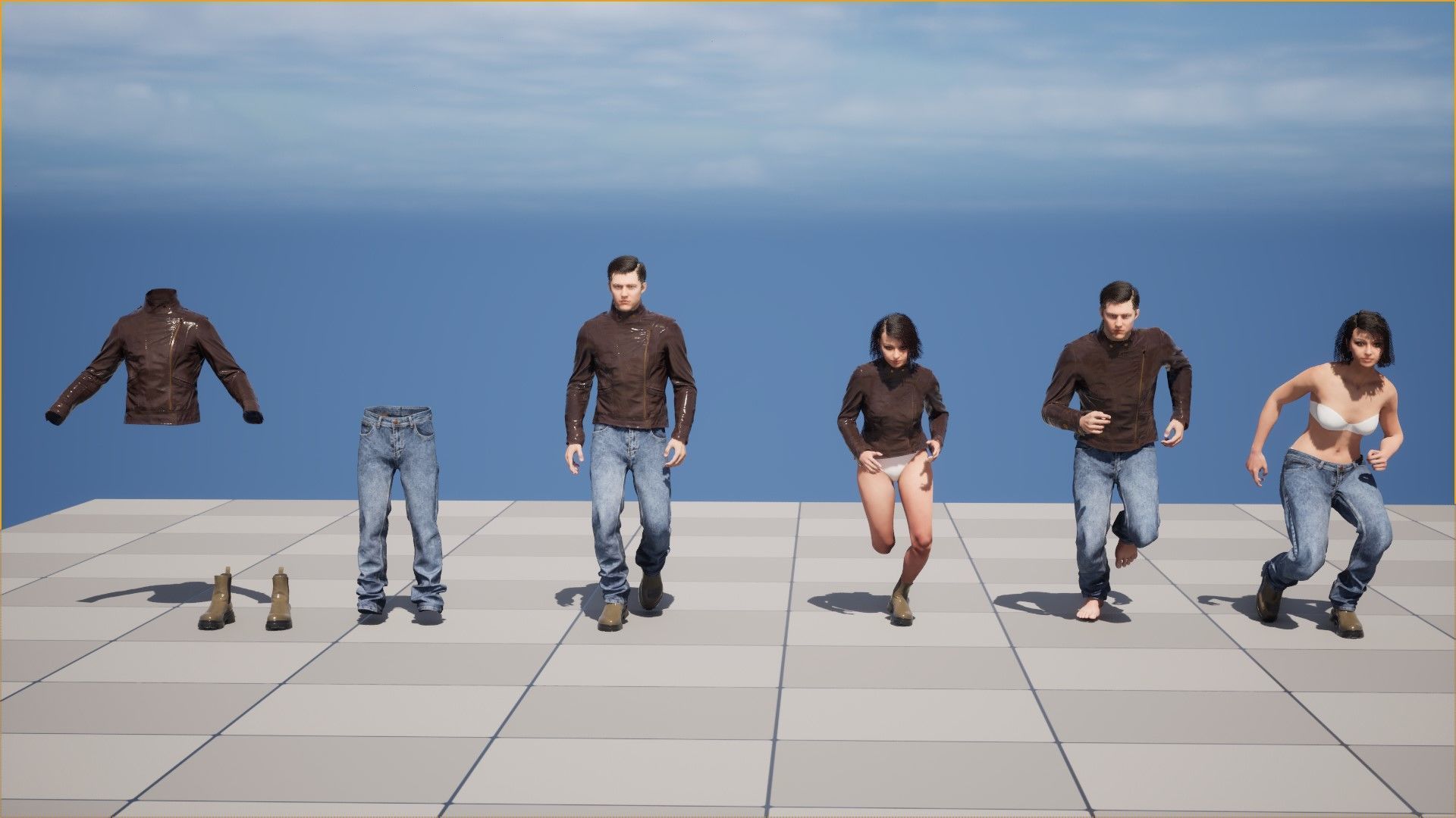 Casual Outfit 2 - Male - Female MH - UE5 Skeletons - Rigged Low-poly 3D model_25