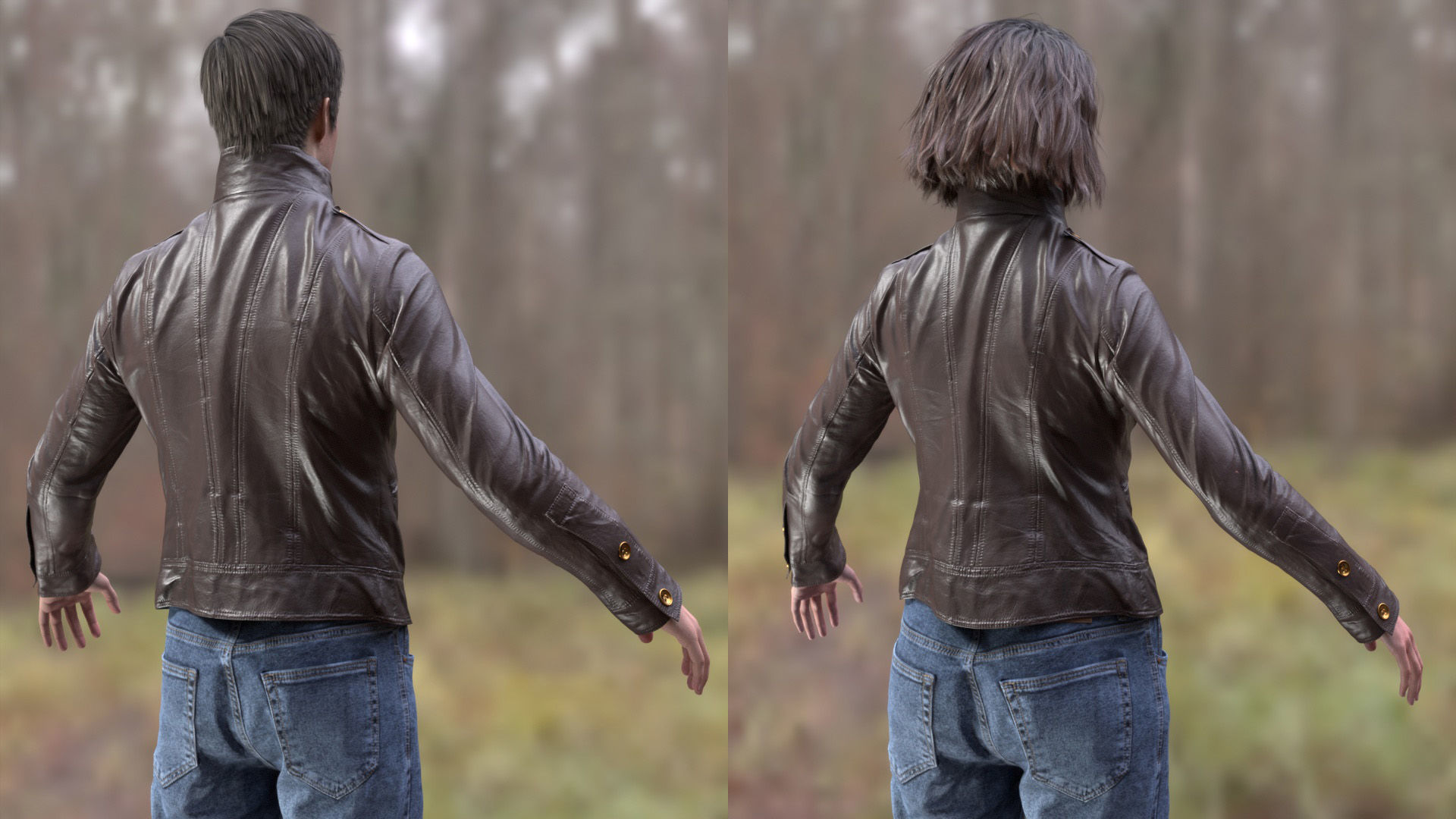 Casual Outfit 2 - Male - Female MH - UE5 Skeletons - Rigged Low-poly 3D model_7