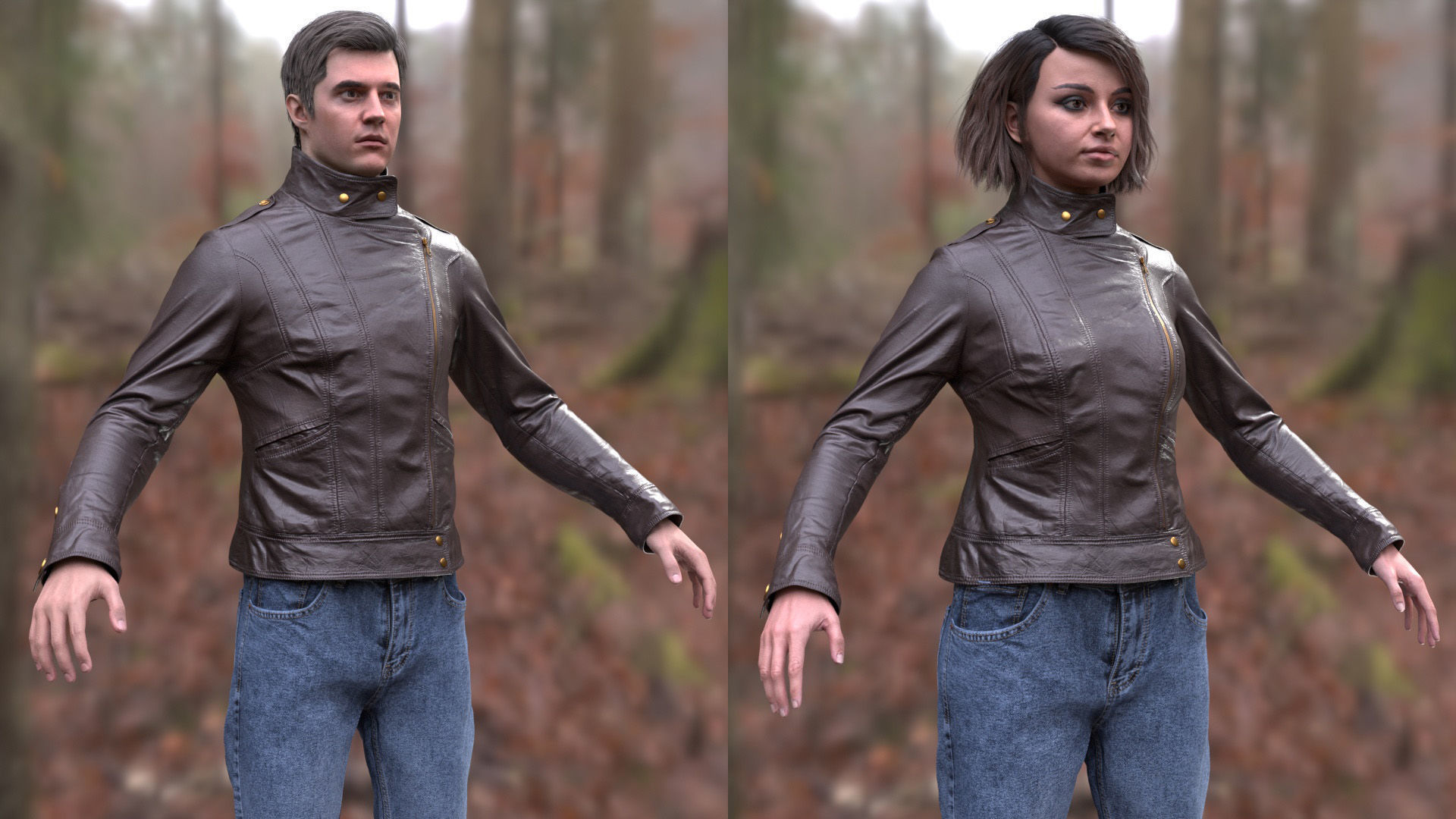 Casual Outfit 2 - Male - Female MH - UE5 Skeletons - Rigged Low-poly 3D model_4