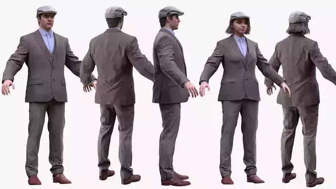 Business Outfit 1 - Male - Female MH - UE5 Skeletons - Rigged