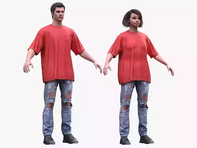 Casual Outfit 1 - Male - Female MH - UE5 Skeletons - Rigged