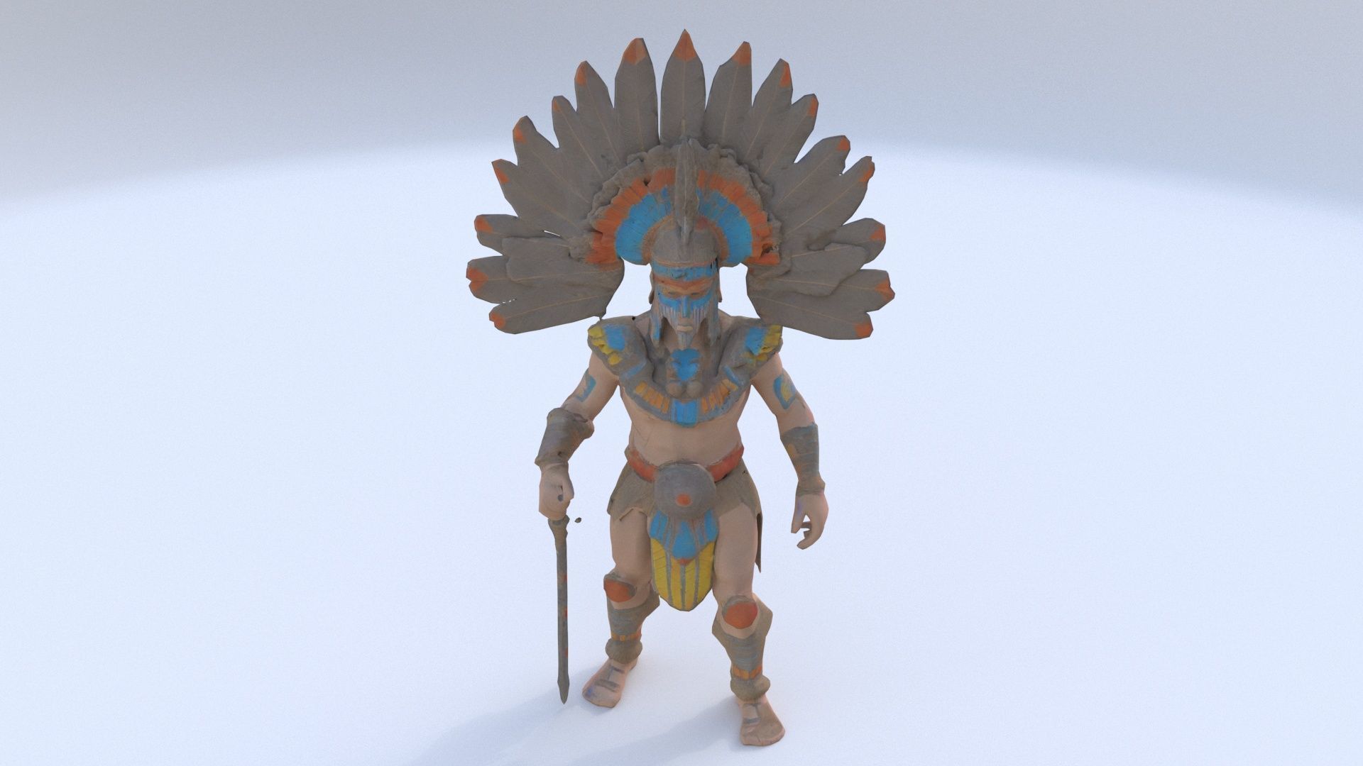 Aztect warrior 8 3D model_1