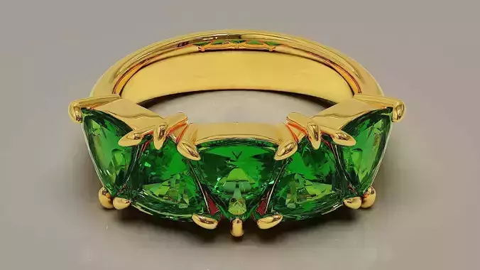 Prong set trillion shape diamond five stone ring