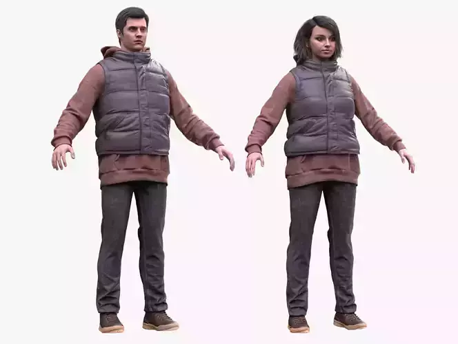 Autumn Outfit 2 - Male - Female MH - UE5 Skeletons - Rigged